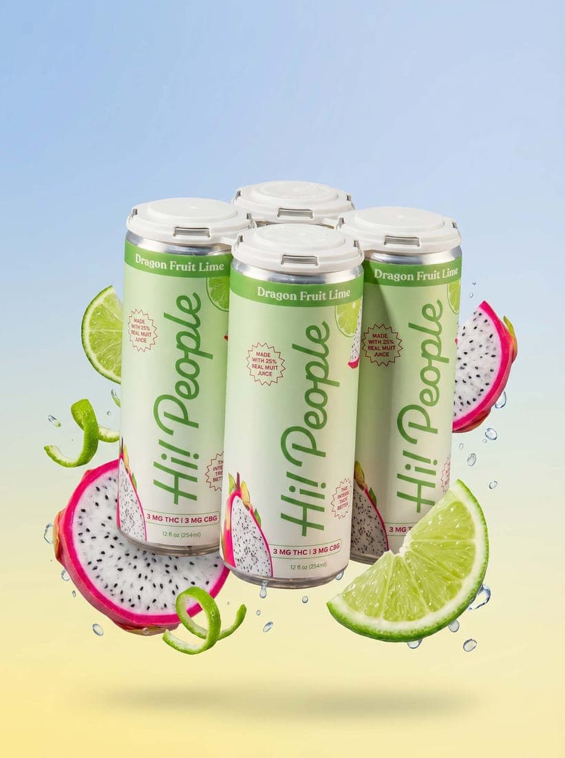 Hi! People Dragon Fruit Lime hemp seltzer 4-pack with exotic dragon fruit and fresh lime